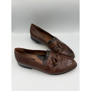 Stacy Adam's Genuine Snake Skin Leather Dress Shoe Men Size 13M Loafer Brown